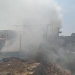 झोपड़ी में लगी आग से सब कुछ जलकर खाक, चार बकरियां भी जली