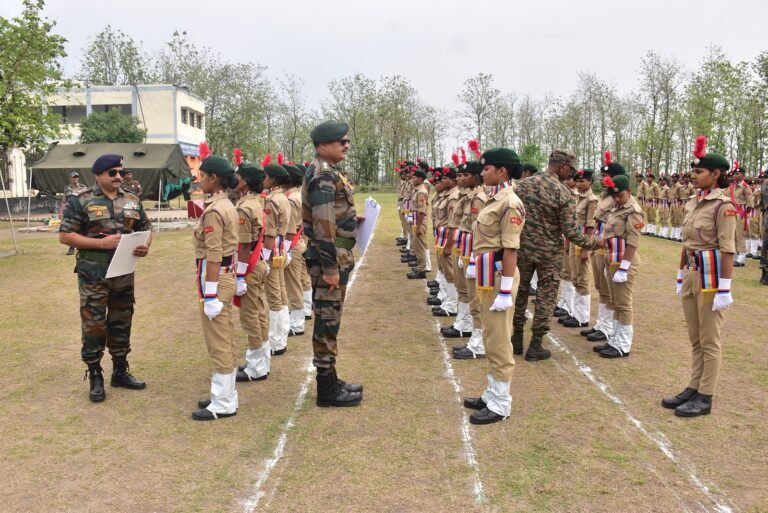 NCC के शिविर CATC - 153 में कैडेट्स की ड्रिल टेस्ट प्रतियोगिता और स्वास्थ्य प्रशिक्षण दिया गया