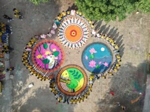 सेंट जेवियर्स स्कूल में रंगोली प्रतियोगिता का हुआ आयोजन